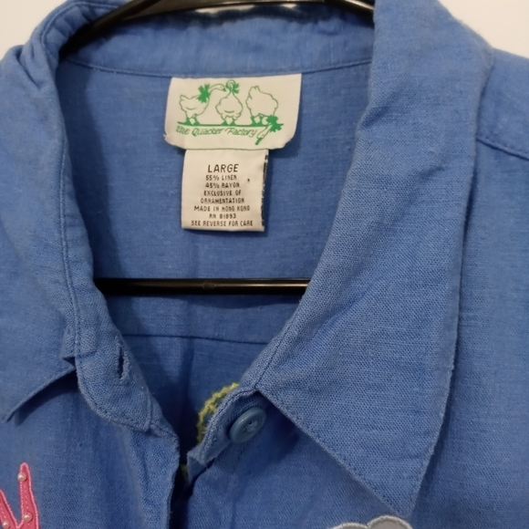 Quacker Factory Button down embroidered ocean theme casual shirt - Picture 5 of 8